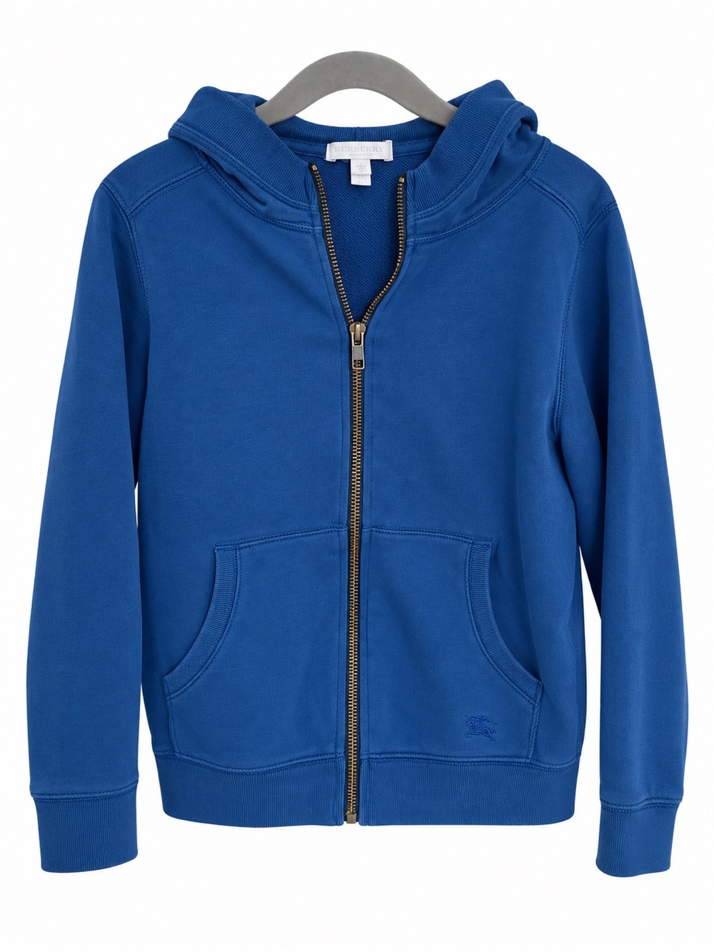 Burberry Kids Royal Blue Zip Hoodie with Gold Zipper